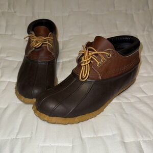 Schnee's Duck Boots Shoes Mens Size 7 W 8.5 Brown Leather Rubber Bozeman Montana
